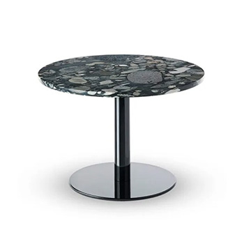 Stone Small Table Round - Black Pebble