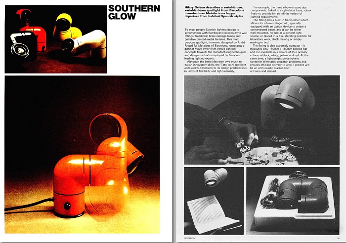 tatu lamp metalarte design magazine 1973