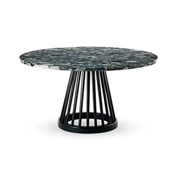 Fan Coffee Table Black Base - Pebble Marble