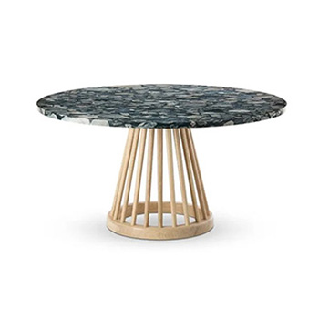 Fan Coffee Table Natural Base - Pebble Marble