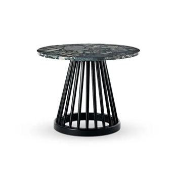 Fan Small Table Black Base - Pebble Marble