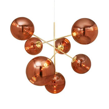 Globe Chandelier Large Copper LED